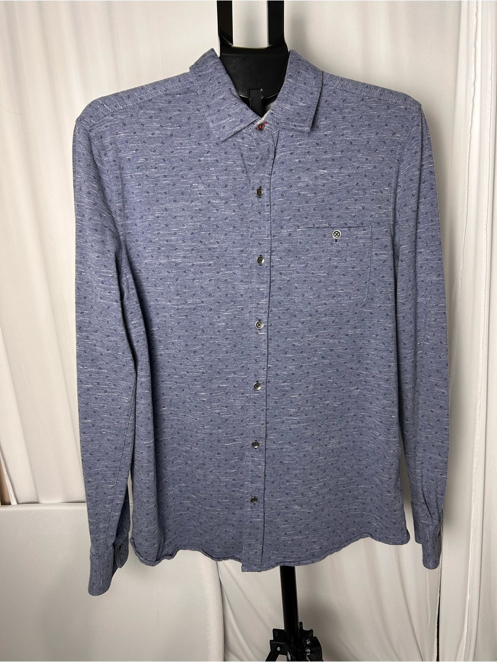 Men's Casual Long-Sleeve Button-Down Shirt in Heather Blue